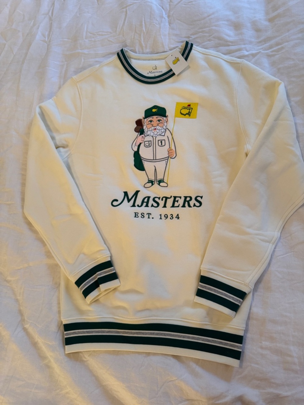 Masters Cream Crewneck Sweater with Green Trim BRAND NEW 2026